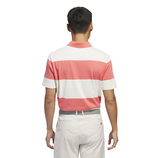adidas Colorblock Rugby Stripe Polo Shirt - Ivory/Preloved scarlet SS24