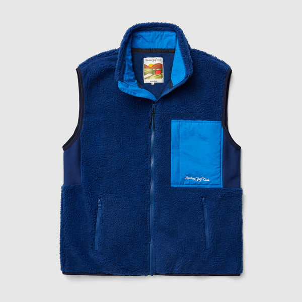 Random Golf Club Swing Free Sherpa Vest (Full Zip) - Scenic Blue