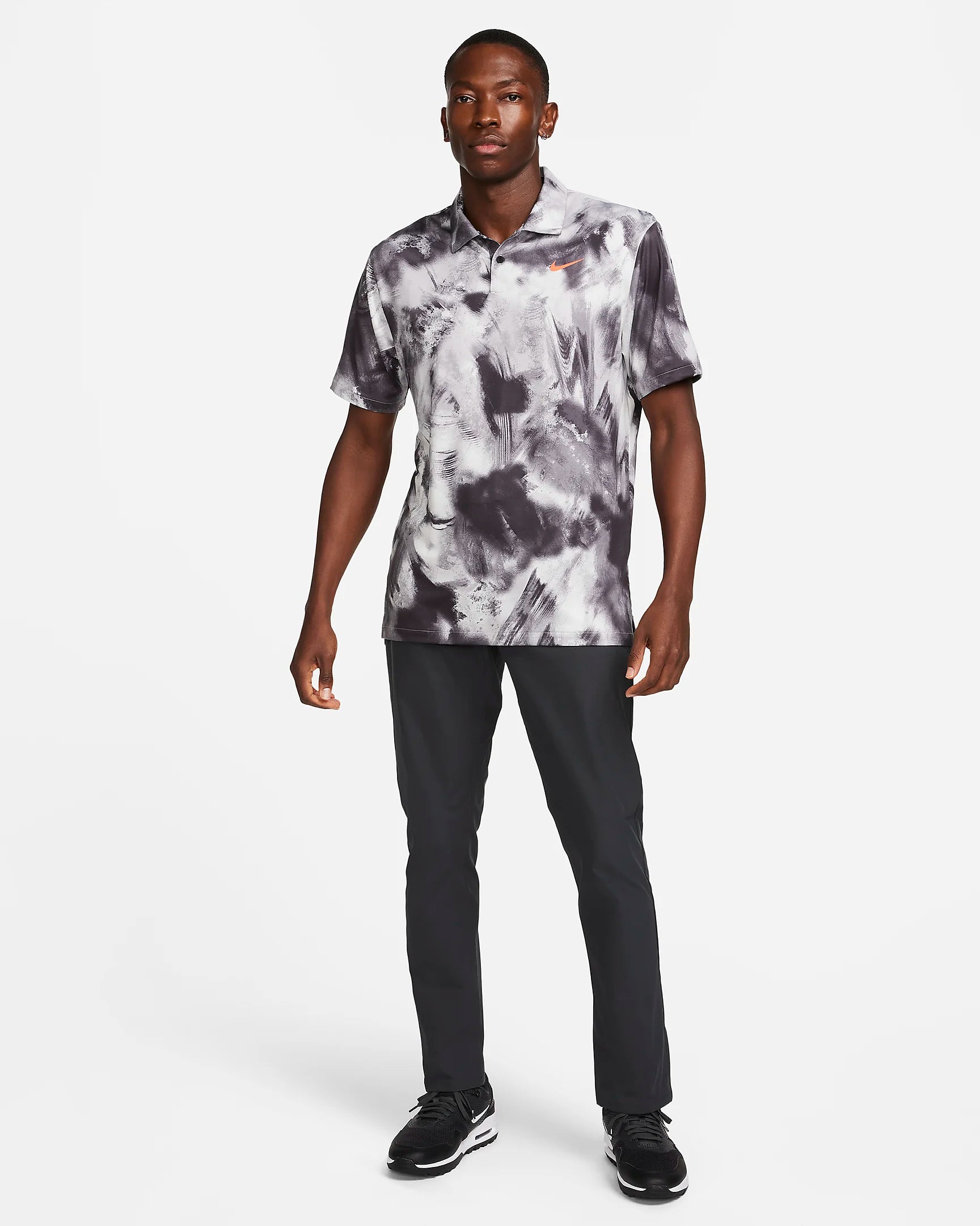 Nike Tour Men s Dri FIT Golf Polo Black Turf Orange SS24 Fine Golf