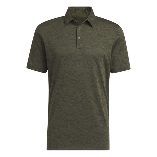 adidas Textured Jacquard Golf Polo Shirt - Olive Strata / Black SS23