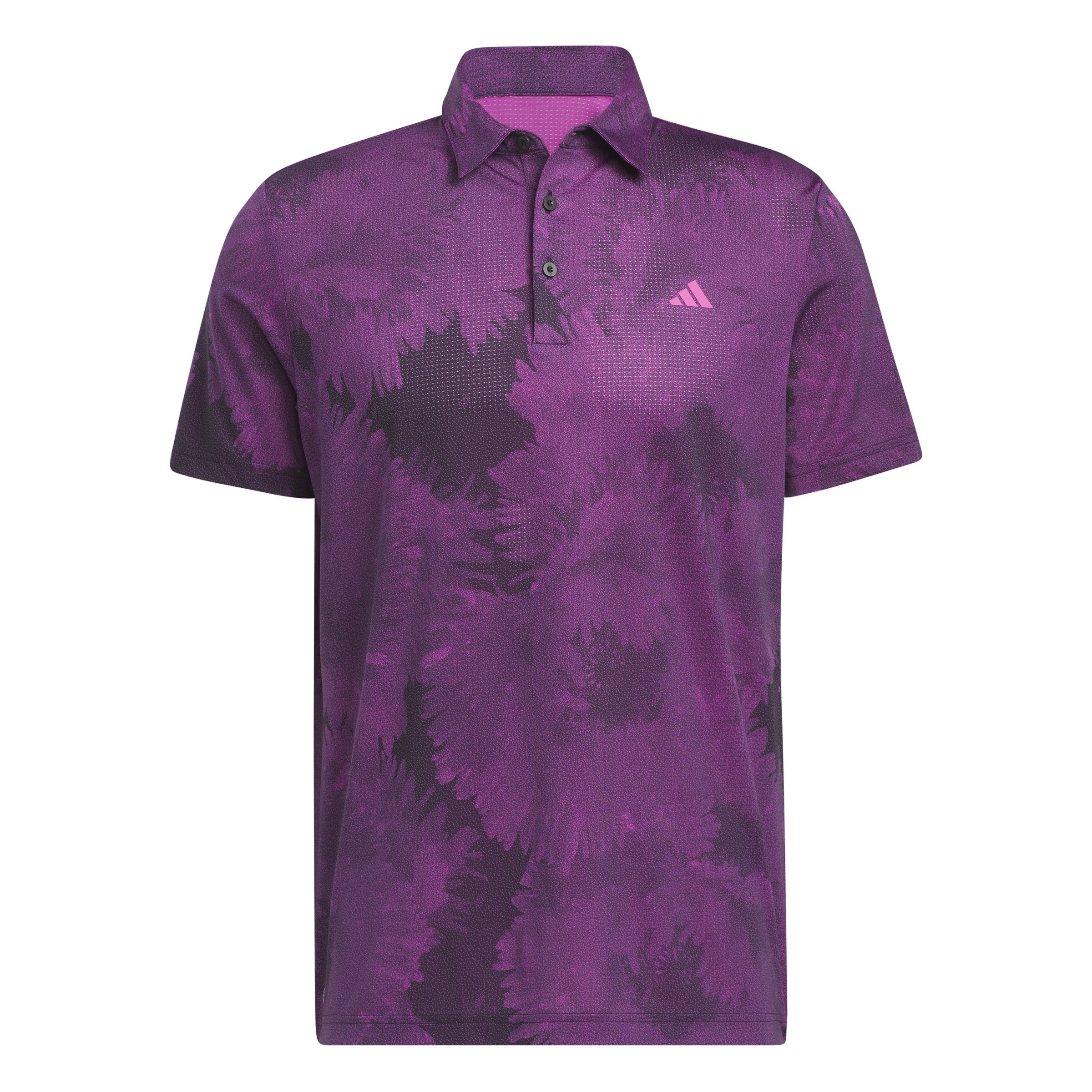 adidas Flower Mesh Print Golf Polo Shirt - Black/Lucid Fuschia adidas Flower Mesh Print Golf Polo Shirt - Black/Lucid Fuschia