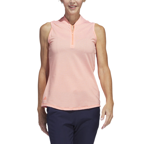 adidas Women's Sleeveless Golf Polo Shirt - Coral Fusion SS23